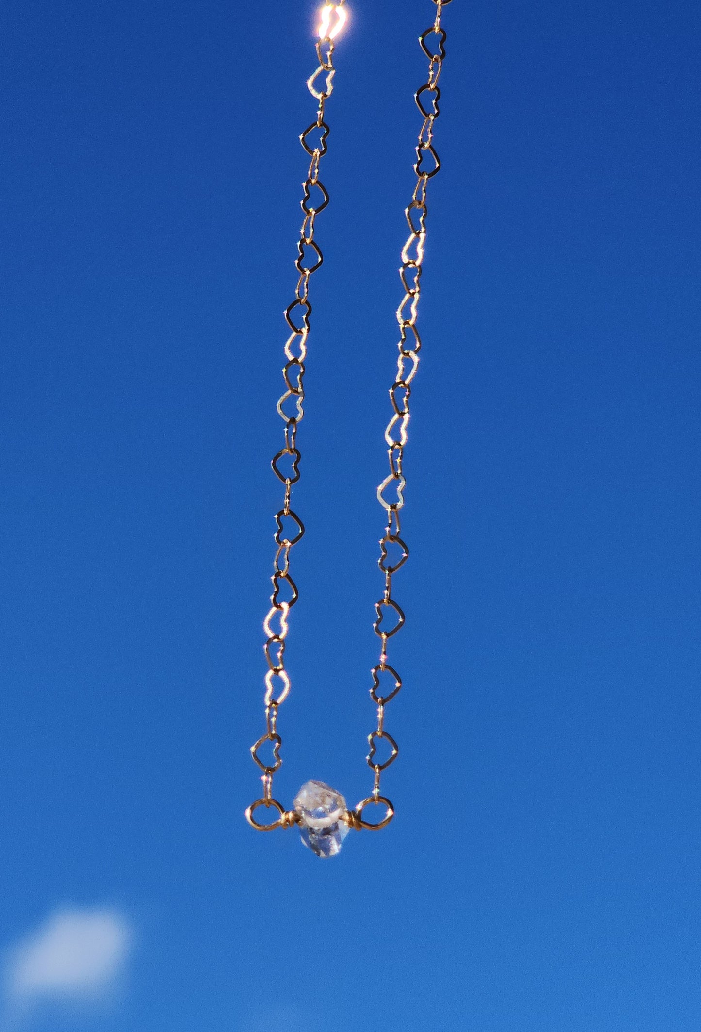 Herkimer Diamond 14kgf heart chain Necklace