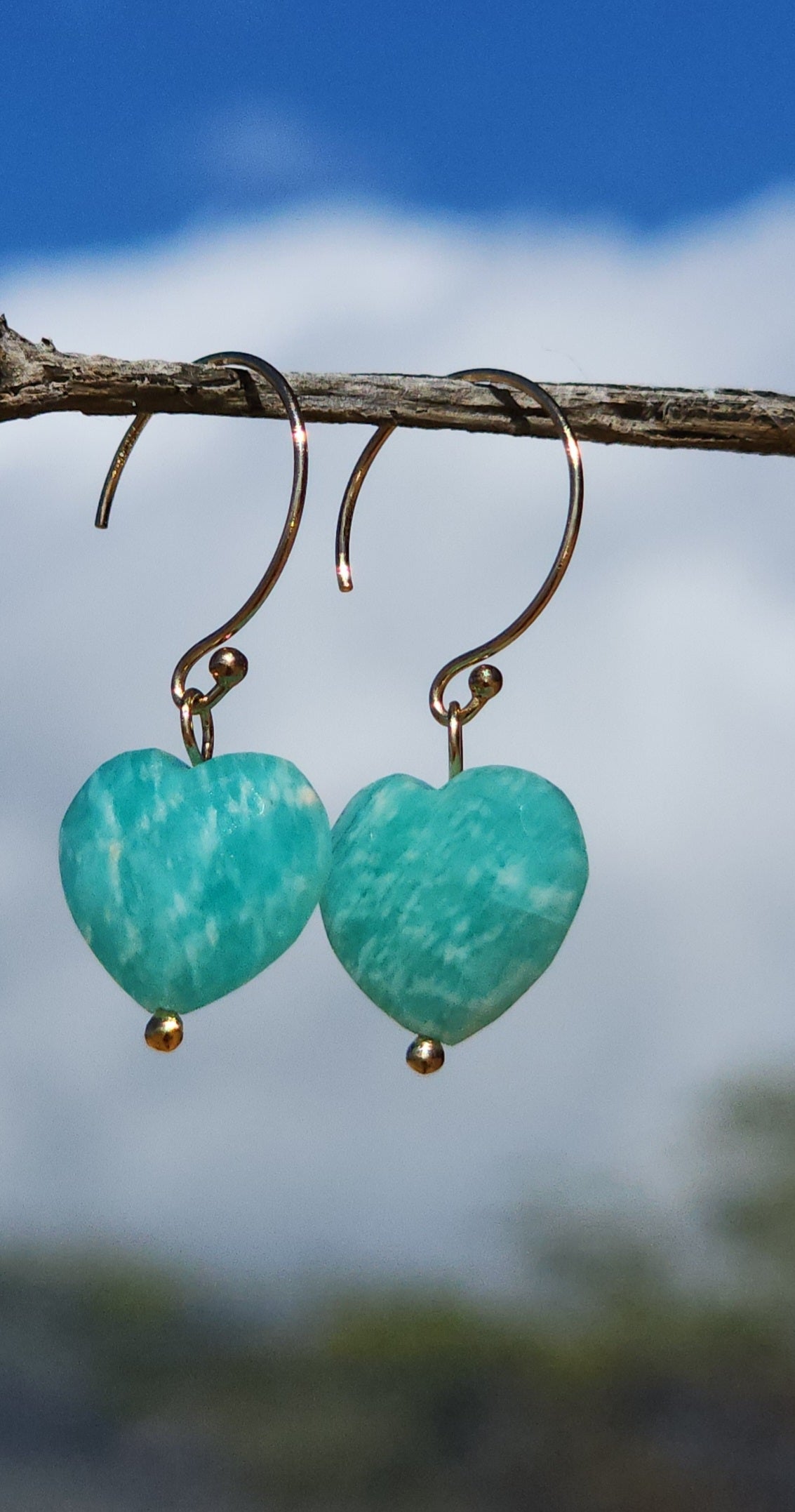 Amazonite heart 14kgf Earrings