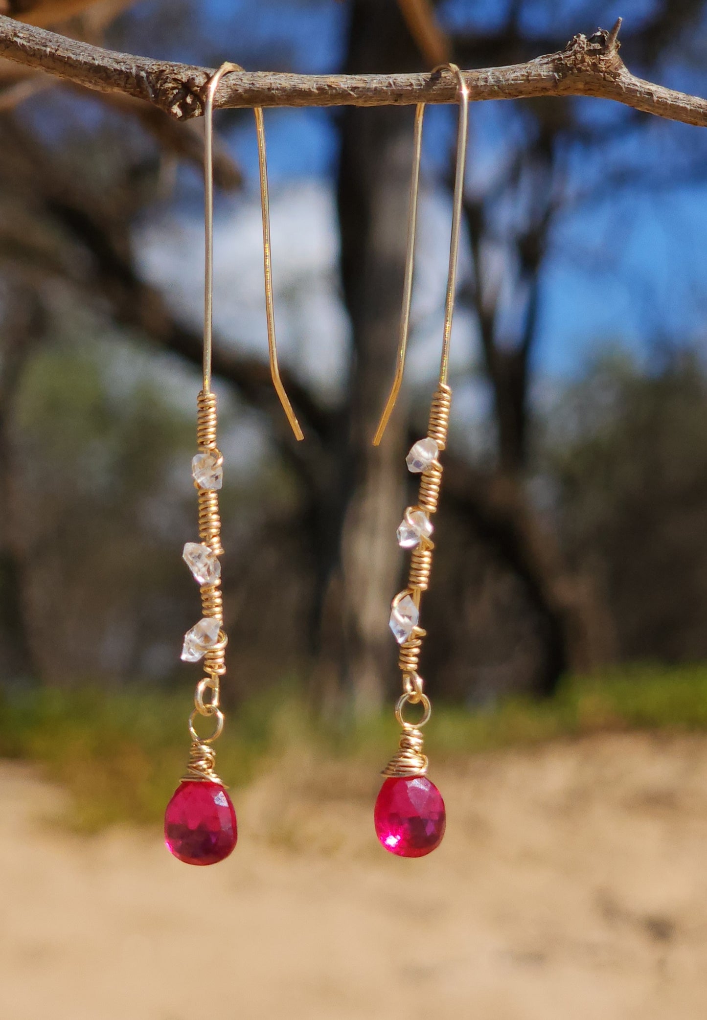 Herkimer Diamond, Topaz 14kgf Earrings