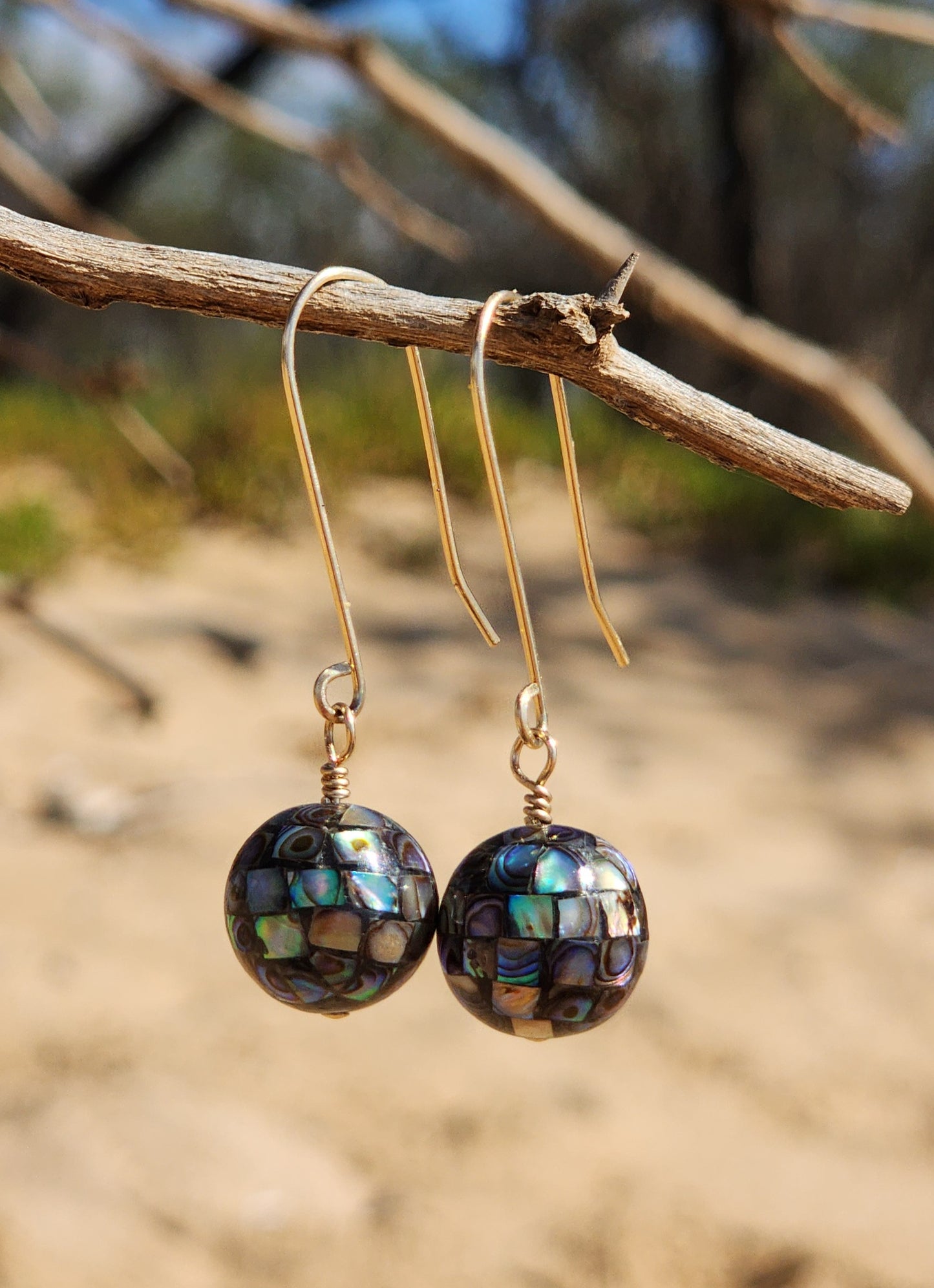 Abalone mosaic 14kgf Earrings