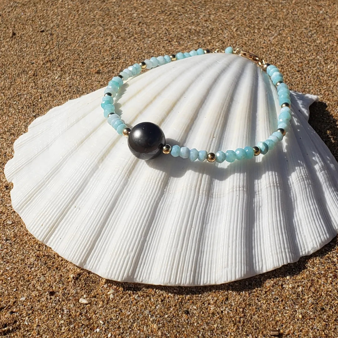 Tahitian Pearl, Opal (blue), 14k gold fill Bracelet