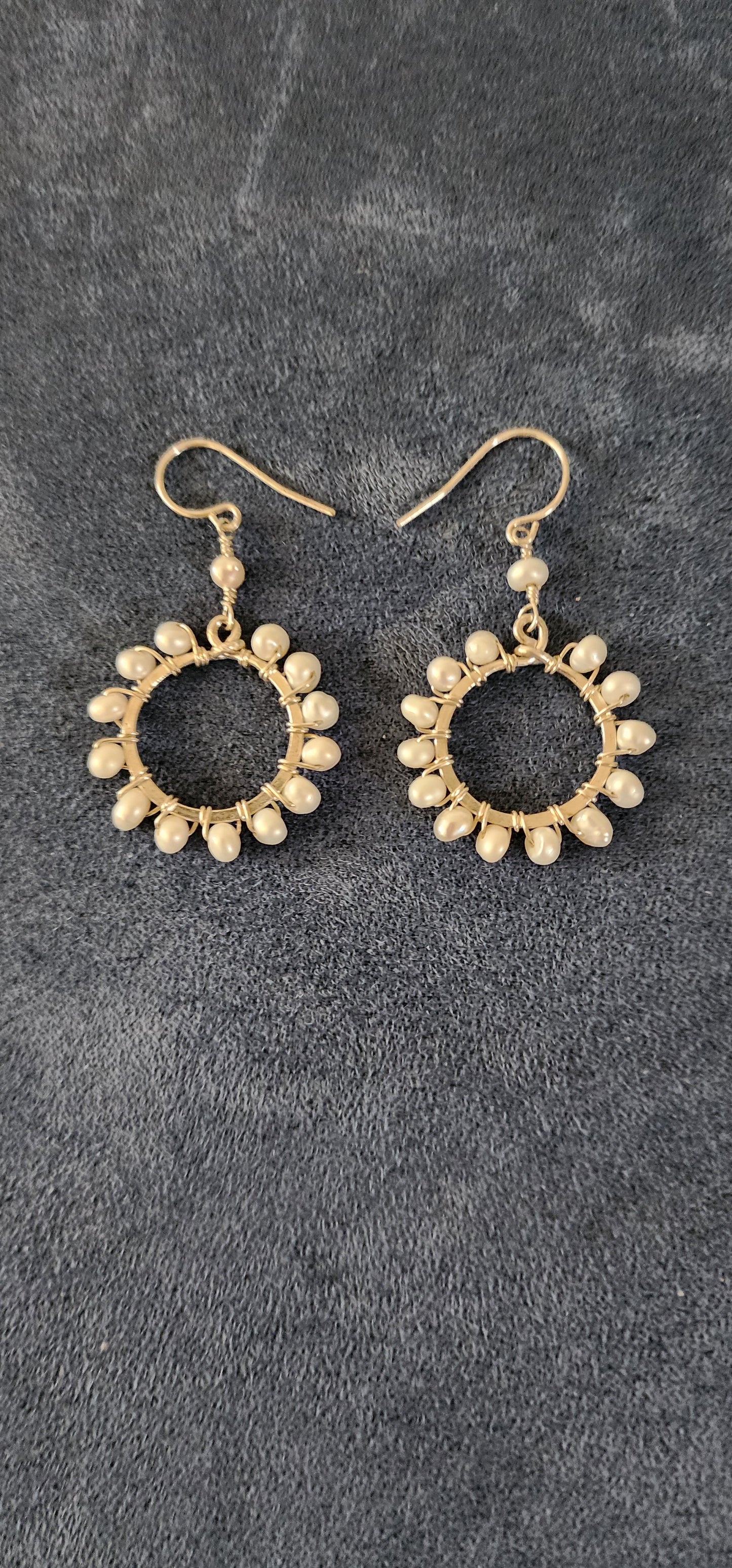 Pearl sterling silver hoop earrings