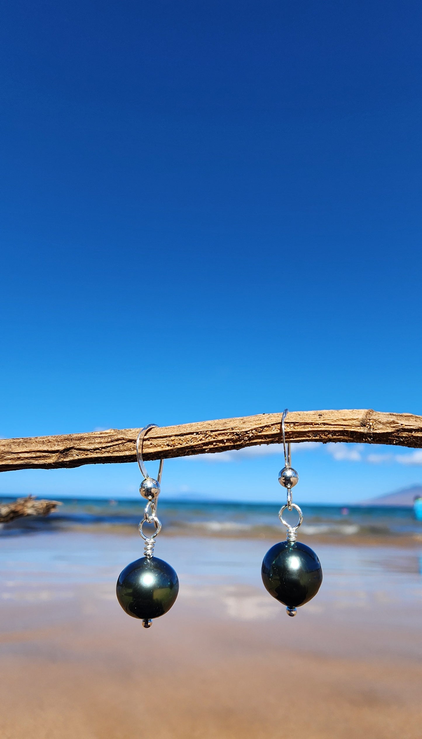 Tahitian Pearl Sterling Silver drop Earrings