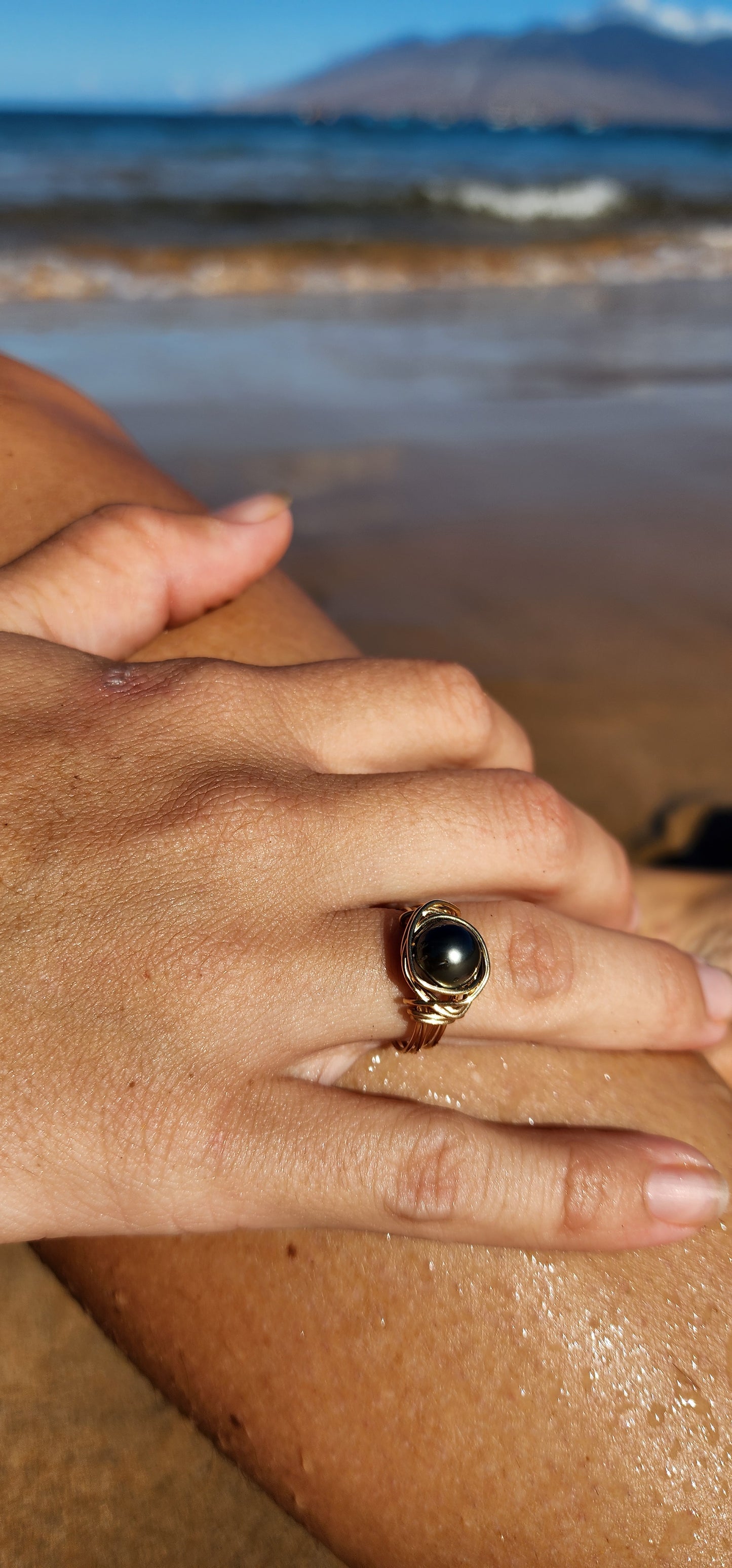 Tahitian pearl wrap ring