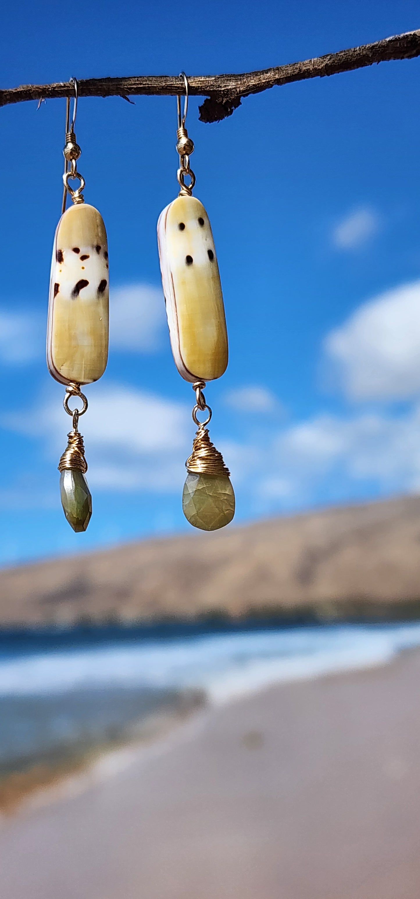Cone shell jade dangles