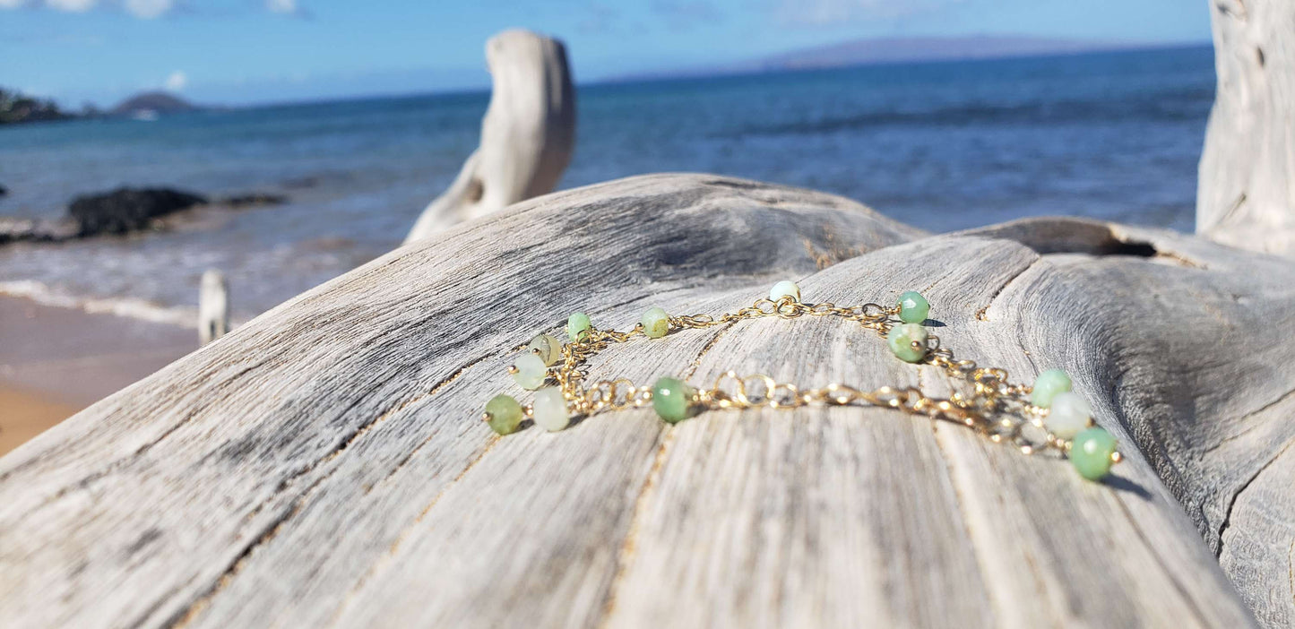 Opal, 14kgold fill chain dangle bracelet