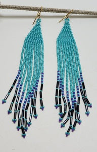 Beaded dangle Earrings (Purple, blue, black)