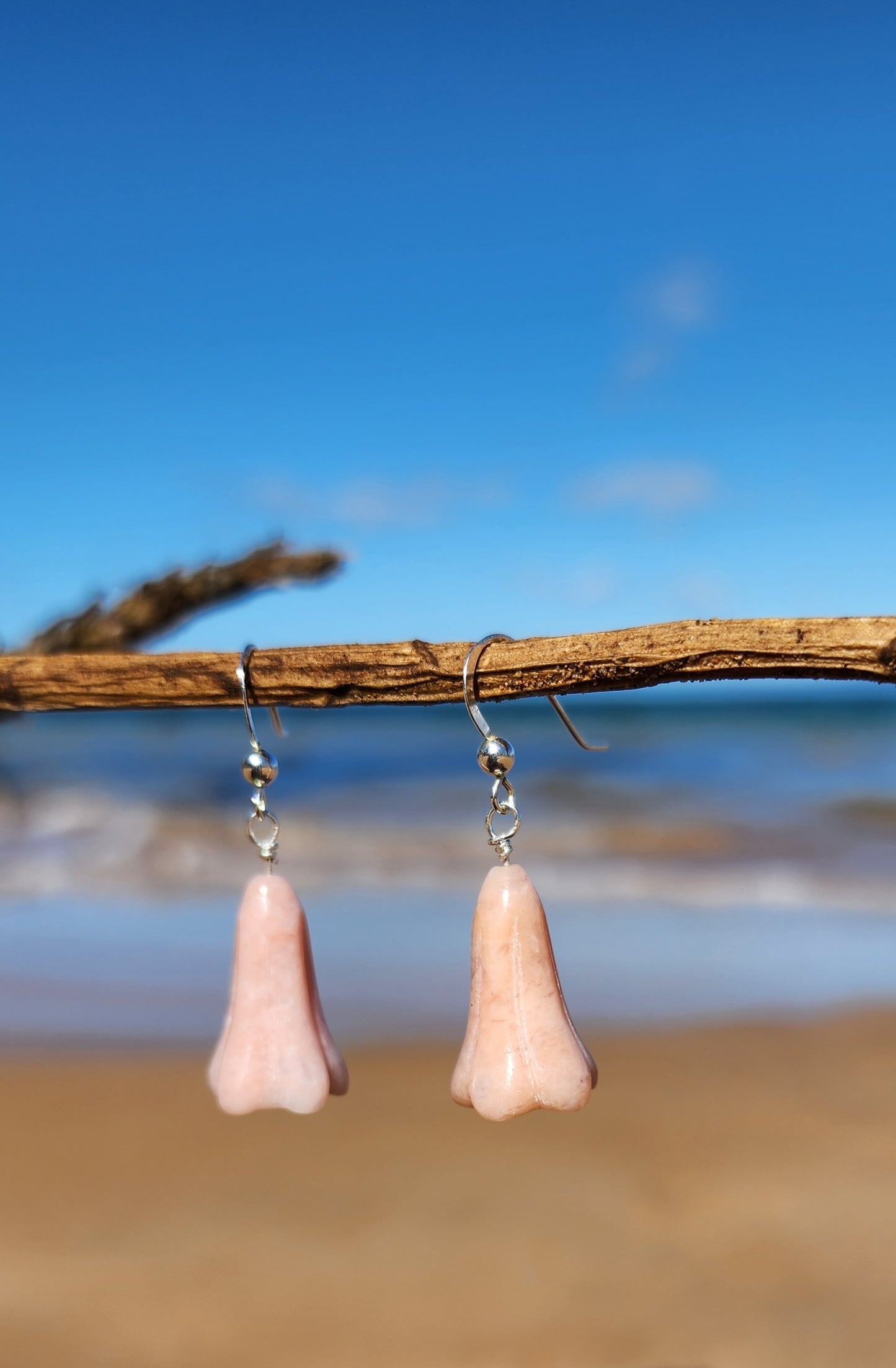 Jasper pink flower earrings