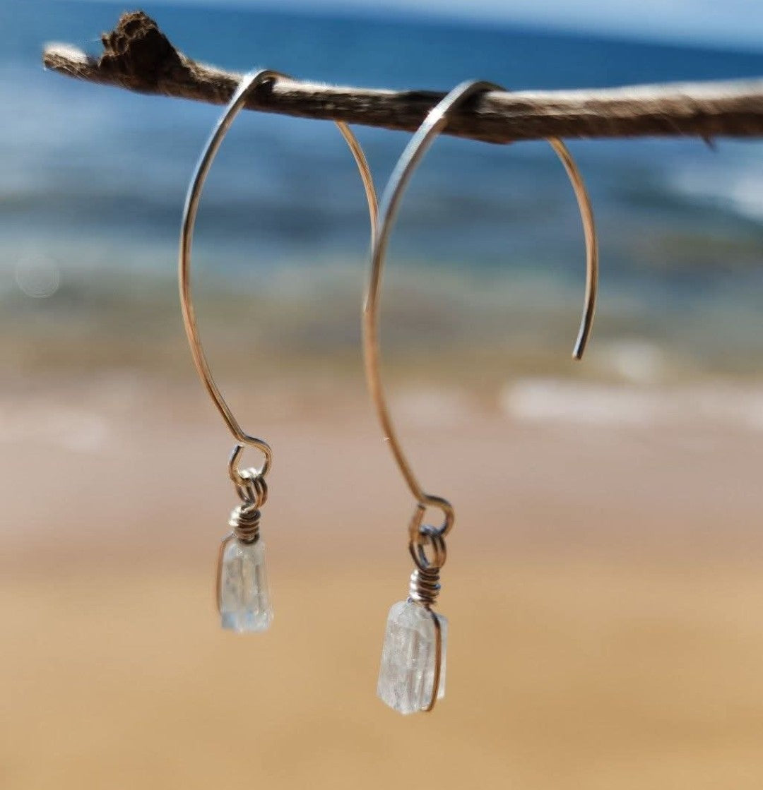 Aquamarine Nugget Sterling Silver Earrings
