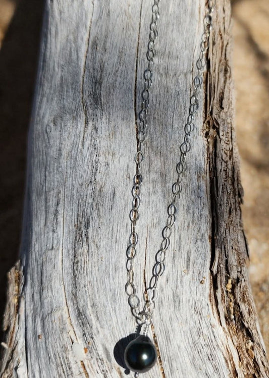 Tahitian Pearl Sterling Silver Necklace