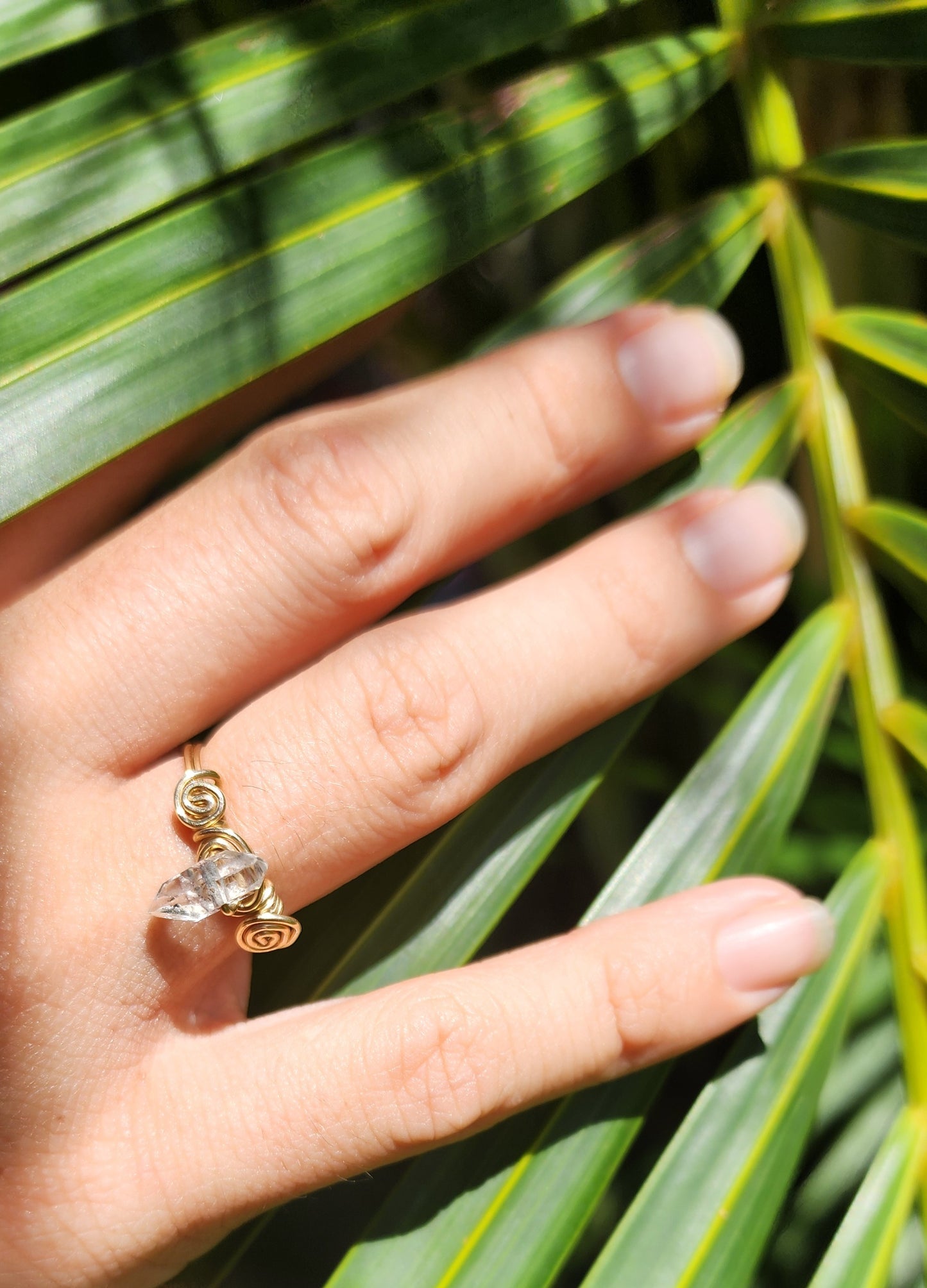 Herkimer Diamond 14k gold fill wire wrap ring