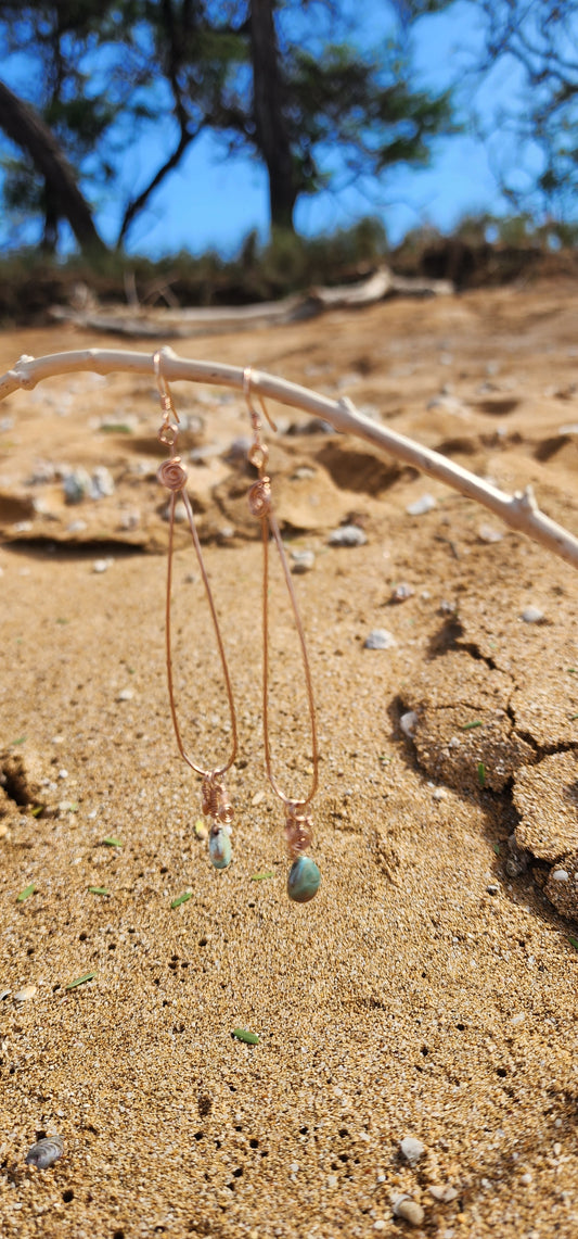 Turquoise, Sunstone Rose Gold Earrings