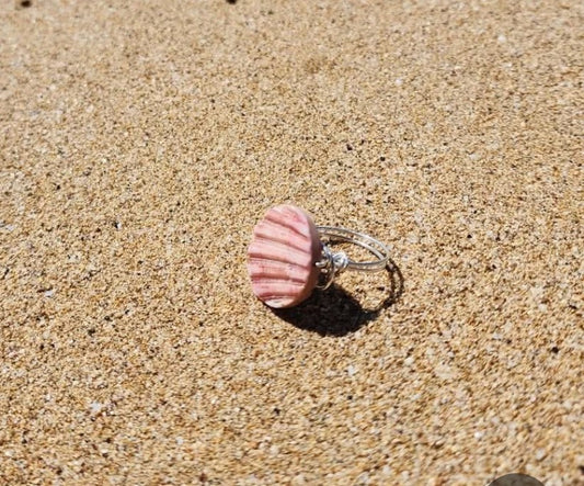 scallop shell sterling silver wire wrap ring
