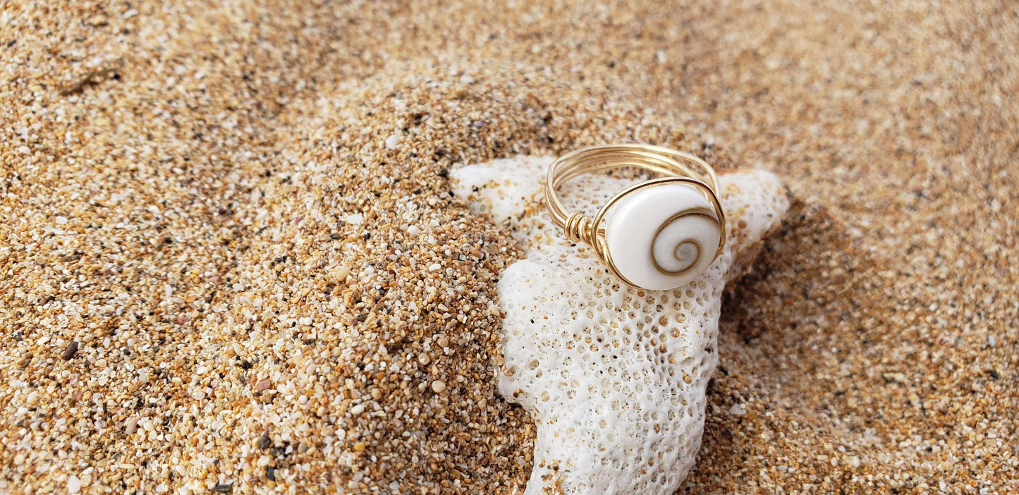 Shiva Shell 14K GF wire wrapped ring