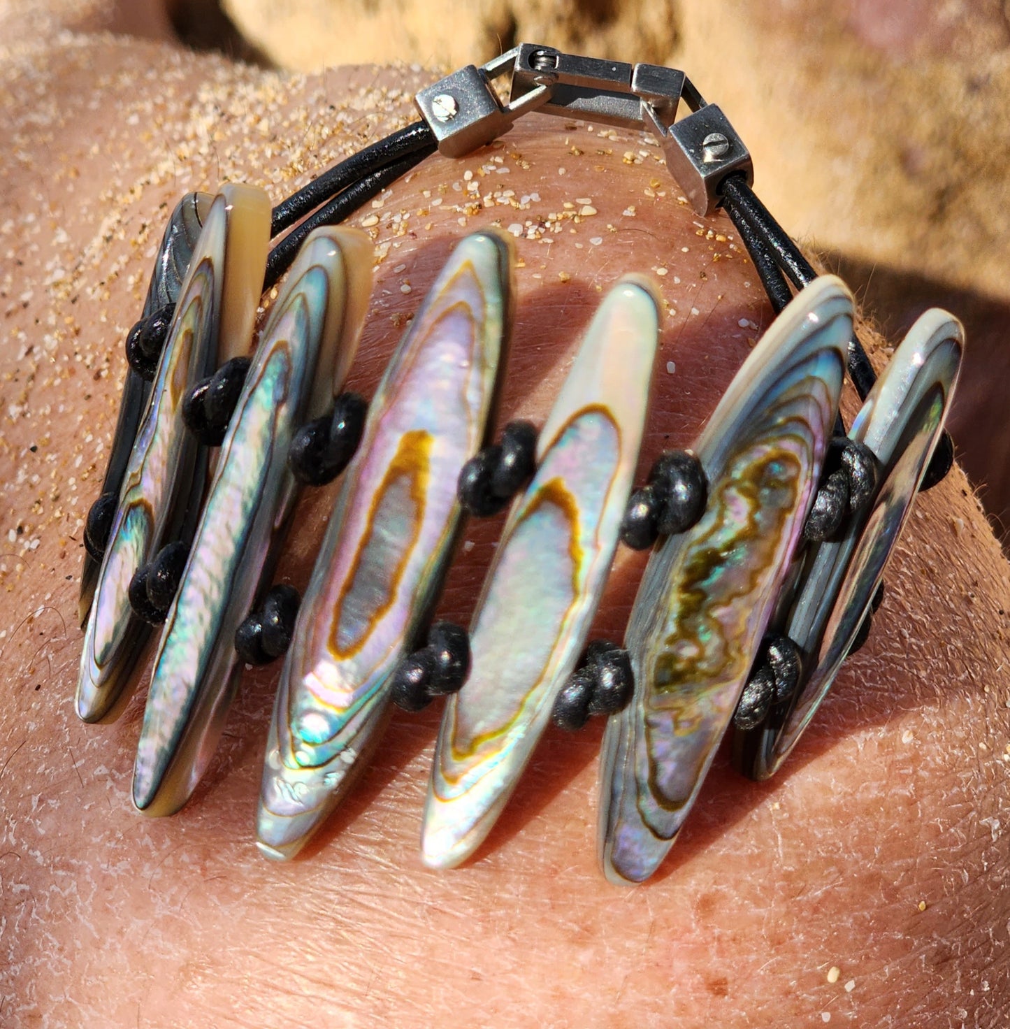 Abalone shell & Leather Bracelet